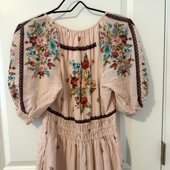 Anthropologie Somerset Puff sleeve blush pink maxi dress size S - Picture 10 of 11